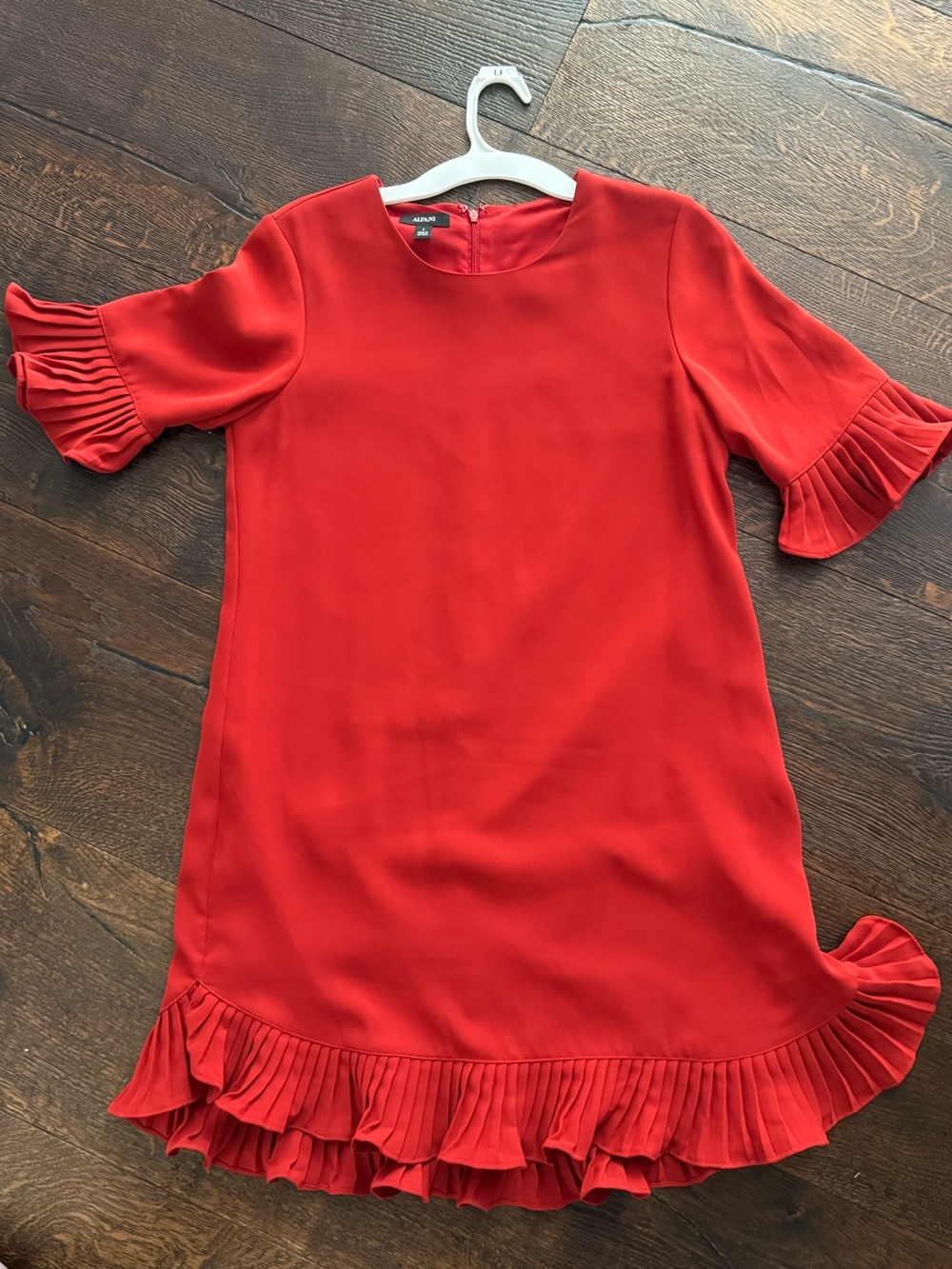 Alfani Red Pleated-Hem Shift Midi Dress